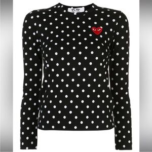 Comme des Garcons Play Black and White Polka Dot Long Sleeve Tee